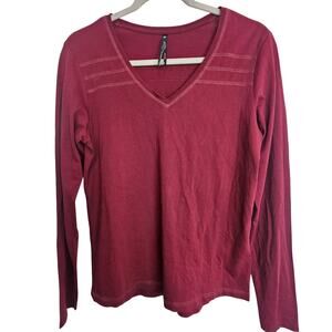 Kuhl Womens Burgundy Arabella V-Neck T-Shirt Sz S Gorpcore Casual Outdoor Cotton